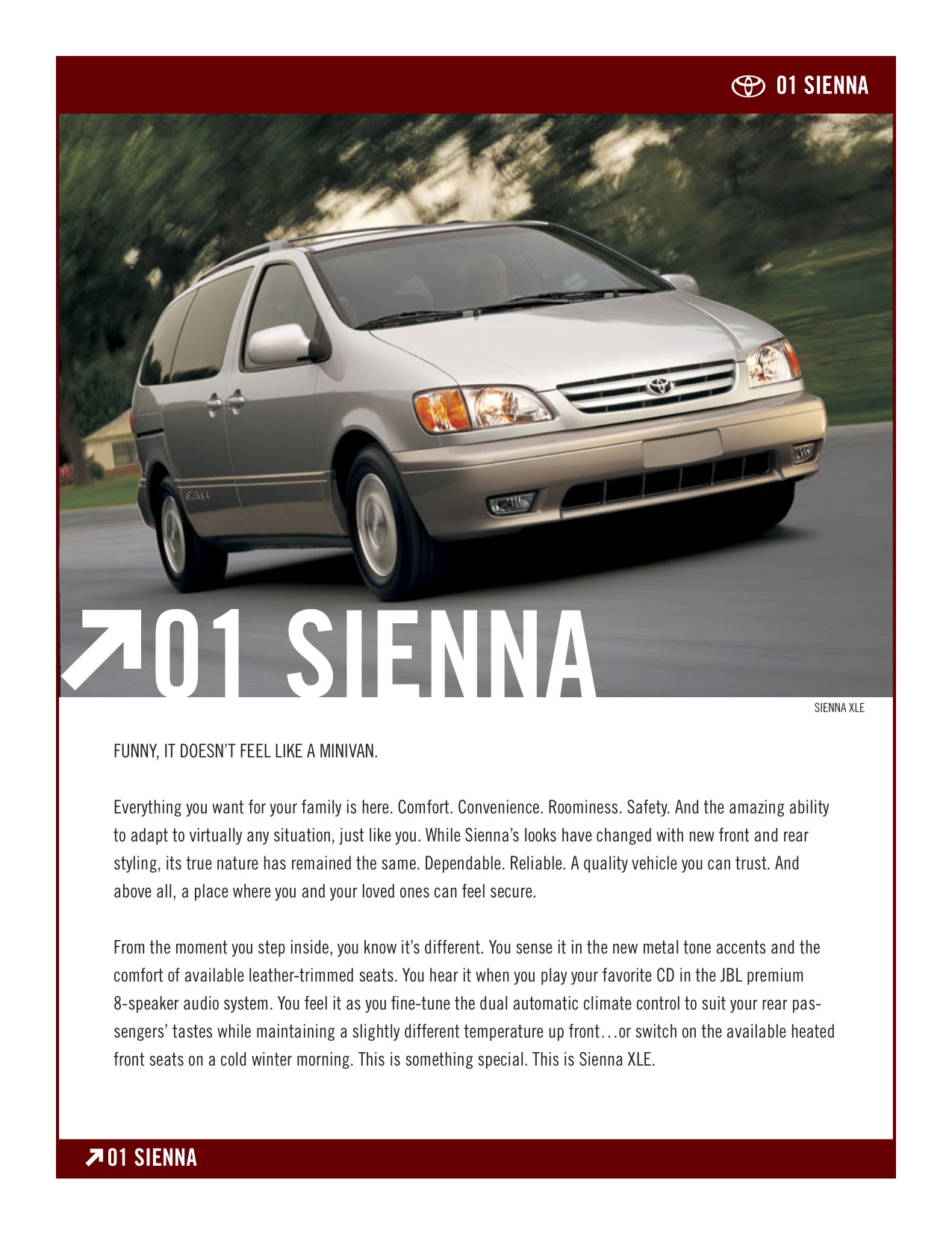 2001 Toyota Sienna Brochure Page 2
